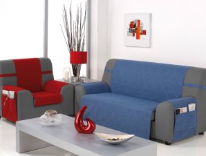Καλύμματα καναπέ Universal Banes-Τετραθέσιος-Μπλε -10+ Χρώματα Διαθέσιμα-Καλύμματα Σαλονιού